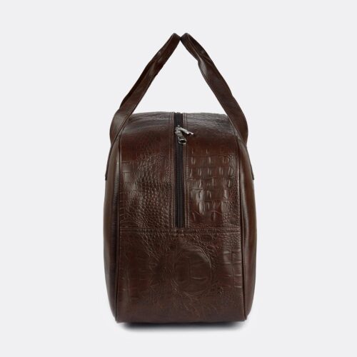 Trava Croco PU Leather Duffle Bag for Men Women (Brown)