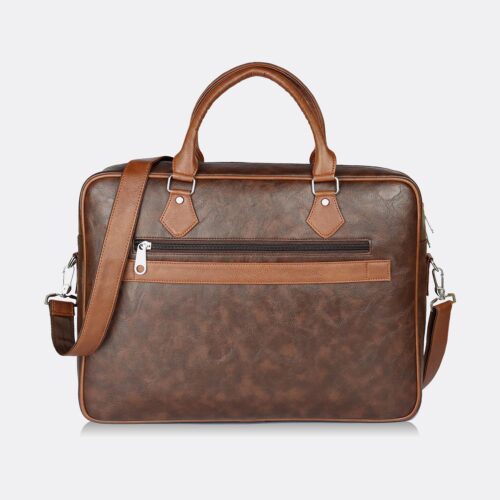 Trava Vintage PU Leather Laptop Messenger Bag for Men Women upto 14 inch (Brown)