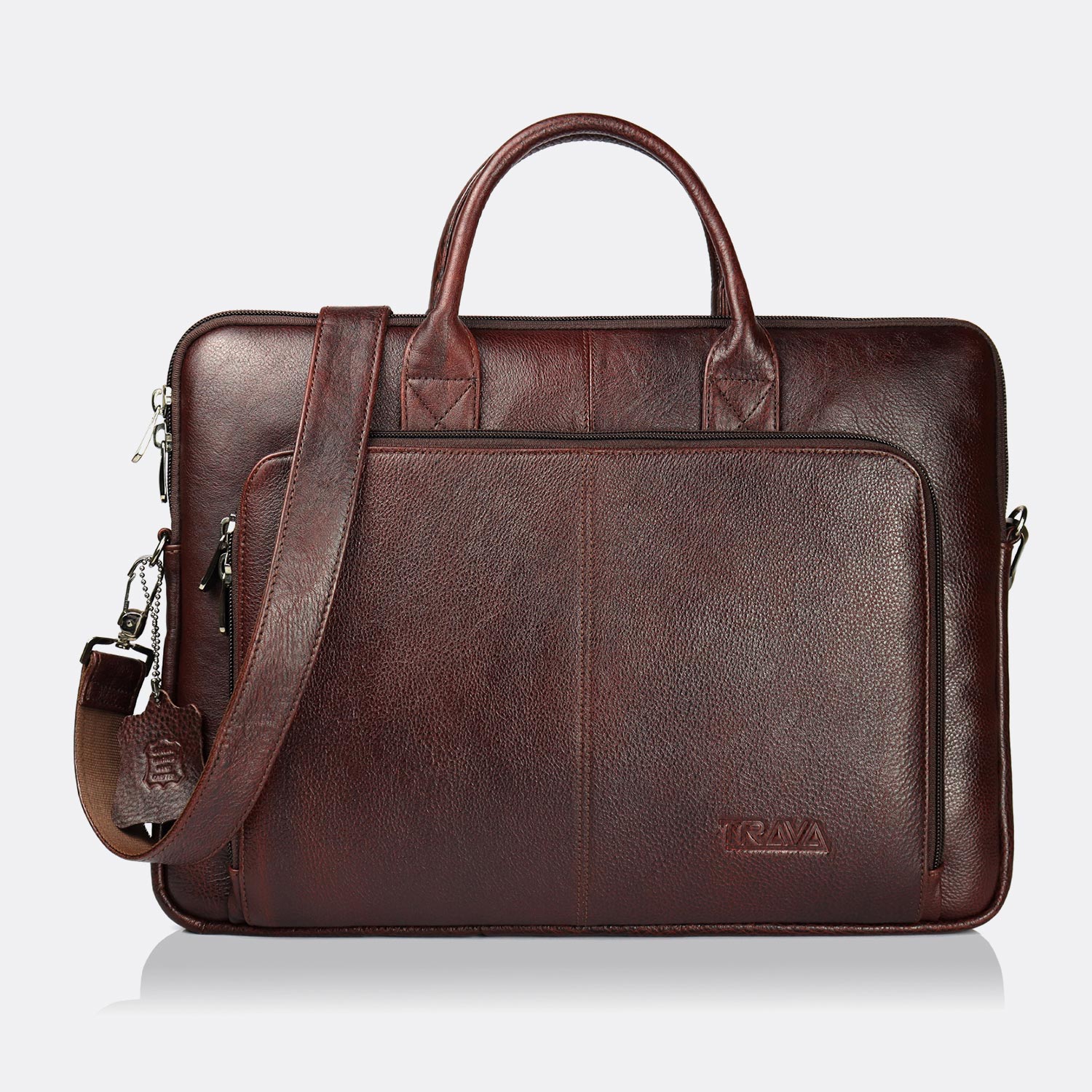 Trava Urbano Genuine Leather Laptop Messenger Bag for Men Women upto 14  inch (Brown) Trava